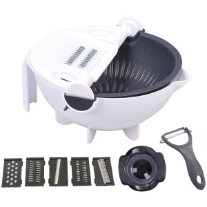 Strecuratoare si feliator de legume sau fructe manual cu castron inclus, accesorii diverse - Img 2