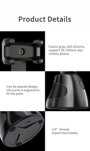 Suport Automat pentru Telefon cu Tracking, Camera, Difuzor, Bluetooth, 360°, Portabil, Negru - Img 13