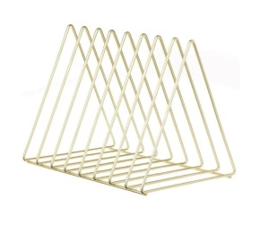 Suport metalic pentru carti cu 8 compartimente, Dimensiune 27x17.5x20cm, Culoare Auriu - Img 2