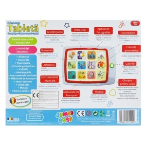 Tableta interactiva cu touchscreen pentru copii 18+ luni, Functionare in limba romana, 12 activitati educationale, Cunostinte, Cantece, Jocuri, Lumini, Dezvolta abilitatile cognitive si motorii, Functionare cu baterii 3 x AAA (neincluse), Multicolor - Img 2
