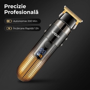 Trimmer Profesional VGR V-929, Incarcare rapida, Autonomie 200 minute, Afisaj LED Digital, USB, Auriu-Negru - Img 4