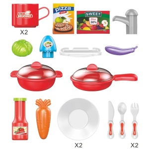 Troler bucatarie mobila pentru copii 3 ani+, cu 37 piese incluse, multicolor - Img 3