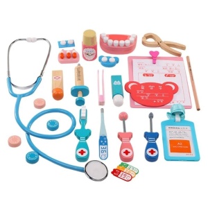 Trusa Dentist de jucarie, cu 24 piese, din lemn
