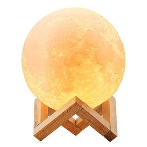 Umidificator - Difuzor de Arome tip Luna cu ultrasunete si suport din lemn, 880ml, 30h, 60m² - Img 6