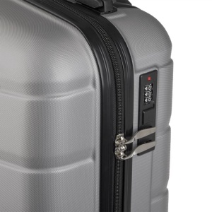 Valiza - Troler Model cu Dungi Reliefate, Capacitate 33L, Culoare Gri metalizat - Img 4