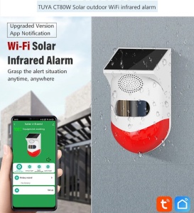 Alarma cu detector de miscare PIR, incarcare solara sau USB, IP65, cu telecomanda - Img 9