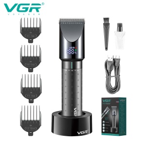 Aparat de tuns profesional VGR V-698, Lame ceramice, Afisaj LED, Autonomie 200 minute, Incarcare USB