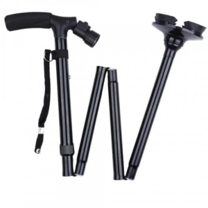 Baston de sprijin cu inaltime reglabila si lanterna, lungime maxima 93cm, negru - Img 2