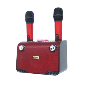 Boxa portabila cu 2 microfoane, Lumini LED, Putere45W, Bluetooth, Rosu