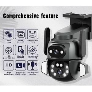 Camera de supraveghere duala CCTV, Andowl Q-S800, IP, Wi-Fi, 3mp+3mp PTZ, App Tuya, negru-gri - Img 2
