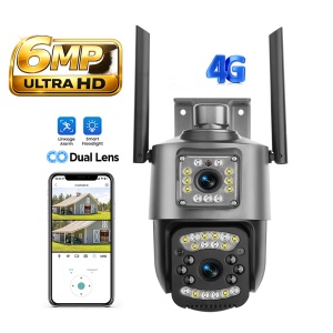 Camera de supraveghere V380 PRO, Conectivitate 4G LTE cu Cartela SIM, 2 Lentile, PTZ Rotativ, 6MP Ultra HD