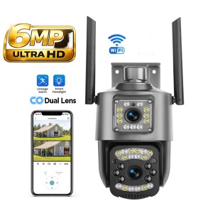 Camera de supraveghere V380 PRO - Conectivitate Wifi- 2 Lentile - PTZ Rotativ - 6MP Ultra HD
