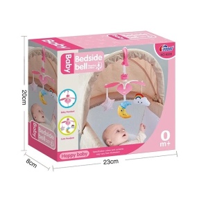 Carusel mecanic cu 3 figurine, pentru bebelusi 0+ luni, cu cleste pentru patut, carucior sau scoica, 23x23x32 cm, albastru/roz - Img 8