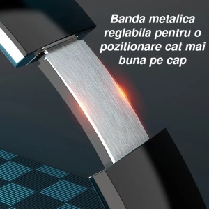 Casti wireless over the ear, pliabile, bluetooth, microfon, autonomie 11h, radio, HiFi, noise canceling, negru - Img 9