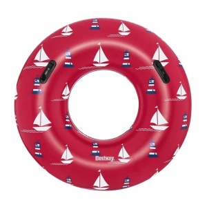 Colac Gonflabil Colorat cu Model Naval, Bestway, Ø119cm, Rosu - Img 3
