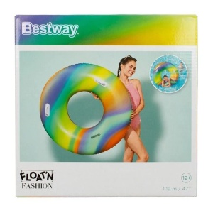 Colac Gonflabil Rainbow cu Manere, Bestway, Ø119 cm, multicolor - Img 5