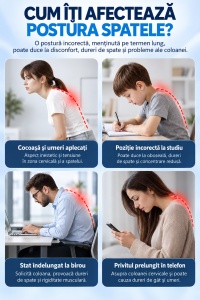 Corector de postura electronic unisex cu senzor si avertizare prin vibratii, Centuri elastice reglabile, Incarcare USB - Img 5