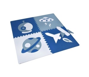 Covor Puzzle pentru Copii, spuma EVA, 3 ani +, 61x61cm, (4 Piese), bleu - Img 3