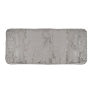 Covoras decorativ catifelat, cu aspect de blanita de iepure, interior cu suprafata antiderapanta, 140x60 cm, gri - Img 1