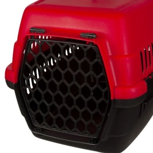 Cusca de transport animale, din plastic dur, dimensiuni 48x28x30cm, rosu-negru - Img 4