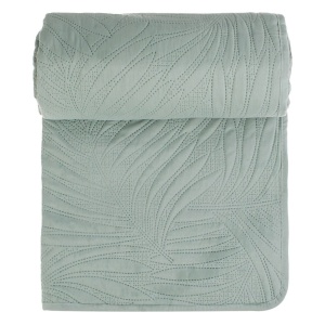 Cuvertura pentru pat dublu cu doua fete, Model frunze, Dimensiune 220x240 cm, Culoare verde menta - Img 4
