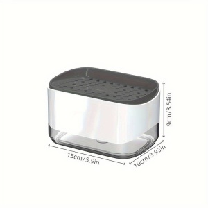 Dozator 2 in 1 pentru detergent lichid de vase, cu spatiu pentru burete, capacitate 350ml, alb cu gri - Img 9