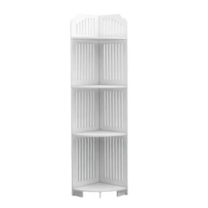 Etajera de colt pentru baie, cu 4 polite, multifunctional, din material rezistent la apa, erganomic, greutate maxima suportata 15 kg, alb - Img 1