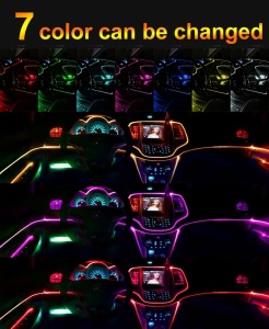 Fir RGB lumina ambientala auto, Lungime 2m, Alimentare cu mufa USB, 7 culori - Img 3