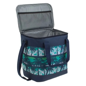 Geanta Izoterma, Capacitate 15L, 28x18x30cm, Albastru cu Model Palmieri