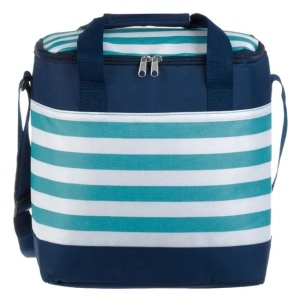 Geanta Izoterma pentru alimente, Capacitate 15L, Dimensiune 28x18x30cm, Bleu Turcoaz cu Dungi - Img 4