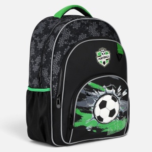 Ghiozdan Baieti Scoala Primara Negru/Verde cu Minge Fotbal 3D, Compartiment Laptop, Spate Ergonomic, 20L, 31x15x45 cm - Img 3