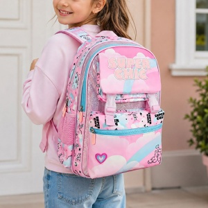 Ghiozdan Fete Scoala Primara Rainbow cu Pisicute Super Chic, Glitter, Compartiment Laptop, Spate Ergonomic, 19L, 32x17x45 cm - Img 2