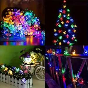Ghirlanda Luminoasa Solara Flori de Cires cu 50 LED-uri, Lumina Alba Calda/Multicolora, 5m Lungime - Img 15