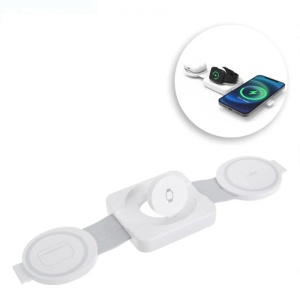 Incarcator wireless 3 in 1 pentru telefon mobil ceas si casti, dimensiuni 7x2x9.5cm, negru - Img 2