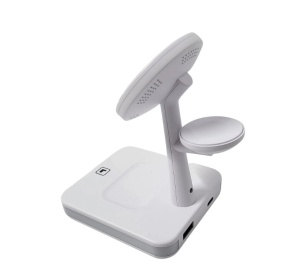 Incarcator wireless 4 in 1, 25W, compatibil cu iPhone, iWatch, Airpod Pro 2 3, cu mufa USB Type-C, lumina LED, Alb - Img 9