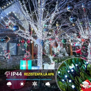 Instalatie Luminoasa tip Rola, Interior/Exterior, IP44, 8 Programe, 30/40/50/80/100m, cu 150/200/250/400/500 LED-uri, Lumina Alba Rece - Img 5