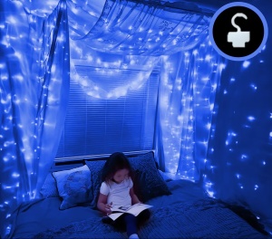 Instalatie Tip Perdea, Cablu Negru, 480 LED-uri, IP65, 6 x 2m, Lumina Alba Calda/Rece, Albastra, Multicolora - Img 12
