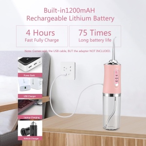 Irigator oral pentru dus bucal, 4 accesorii si 3 moduri curatare, Capacitate 220mL - Img 7