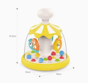 Jucarie Interactiva pentru Bebelusi, Carusel Rotativ cu Animale, 6 luni+, Plastic, Roz/Galben - Img 7