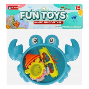 Jucarie pentru baie, in forma de Crab, cu alte 5 jucarii interioare, copii 3 ani+, plastic, 21x30x5 cm, albastru/roz - Img 3