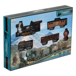 Jucarie tren Western, cu 3 vagoane si locomotiva, cu sunet si lumini, 62x9.5x42cm, negru - Img 3