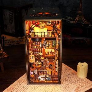Kit Book Nook - Casuta Miniatura DIY cu Lumini LED, Puzzle 3D din Lemn, Decor pentru Biblioteca - Img 3