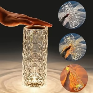 Lampa de masa ambientala din Cristal LED cu touch control, 16 lumini multicolore, Telecomanda, Incarcare USB - Img 4