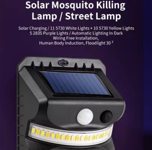 Lampa solara de perete 2 in 1, cu sistem anti tantari, Lumina alba si violet - Img 8