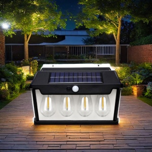 Lampa solara de perete cu 5 becuri LED, IP65, unghi inductie 120°, 65W, dimabil, negru - Img 7