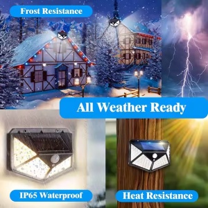 Lampa solara de perete, Jortan, cu senzor de msicare, 100 LED, IP66, 6000k, 1000lm, 13x6x7cm, negru - Img 3