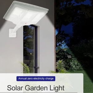 Lampa solara stradala cu telecomanda, JG-703, 6.5W, 3 cadrane, 108 LED-uri, 6000K, 10000lm, IP67, cu suport si senzor de miscare, 31x19 cm, gri - Img 3