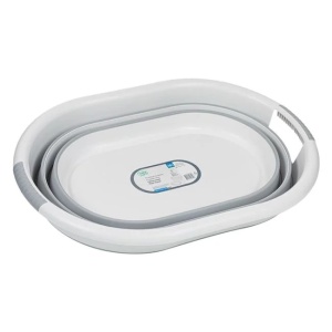 Lighean pliabil cu manere, Capacitate 38L, Alb cu gri - Img 3