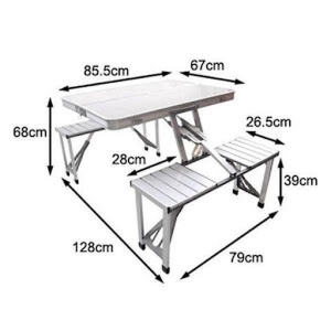 Masa pliabila pentru camping cu 4 scaune integrate, Aluminiu, Compacta si usor de transportat - Img 9