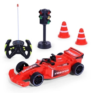 Masina formula F1, cu semafor, cu lumina si sunet, functioneaza cu baterii